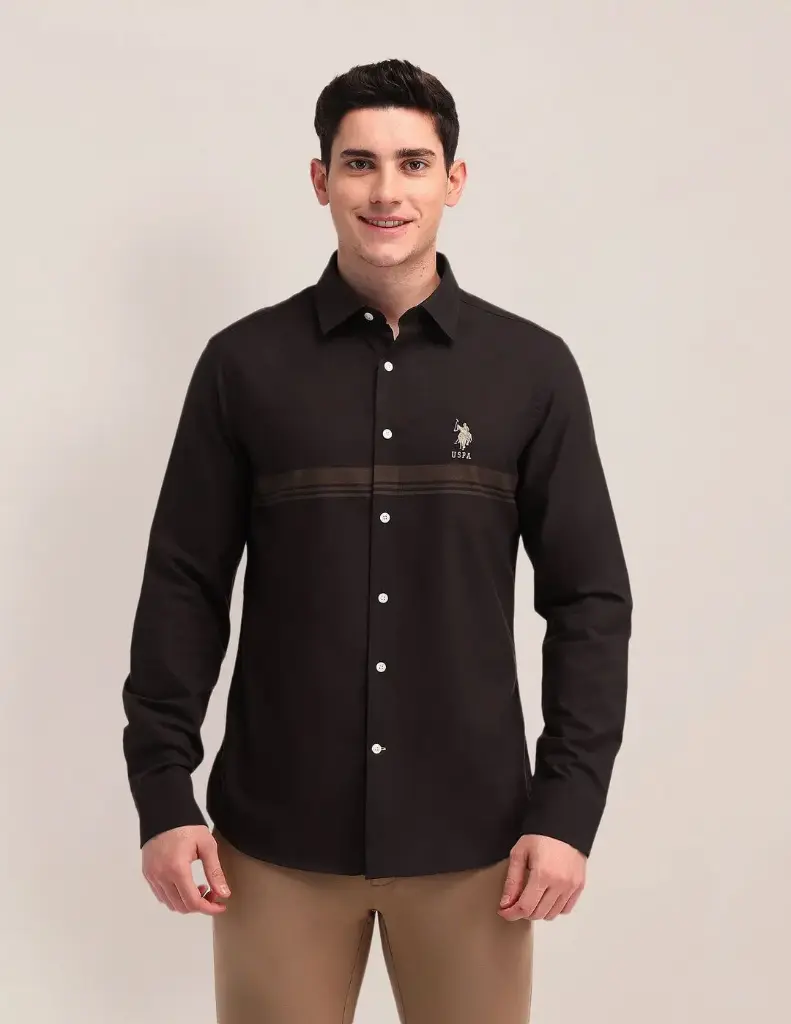 U.S POLO ASSN. MENS COTTON LINEN TAILORED FIT CASUAL SHIRT