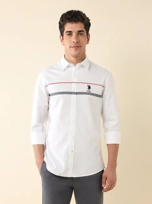 U.S POLO ASSN. MENS COTTON LINEN TAILORED FIT CASUAL SHIRT