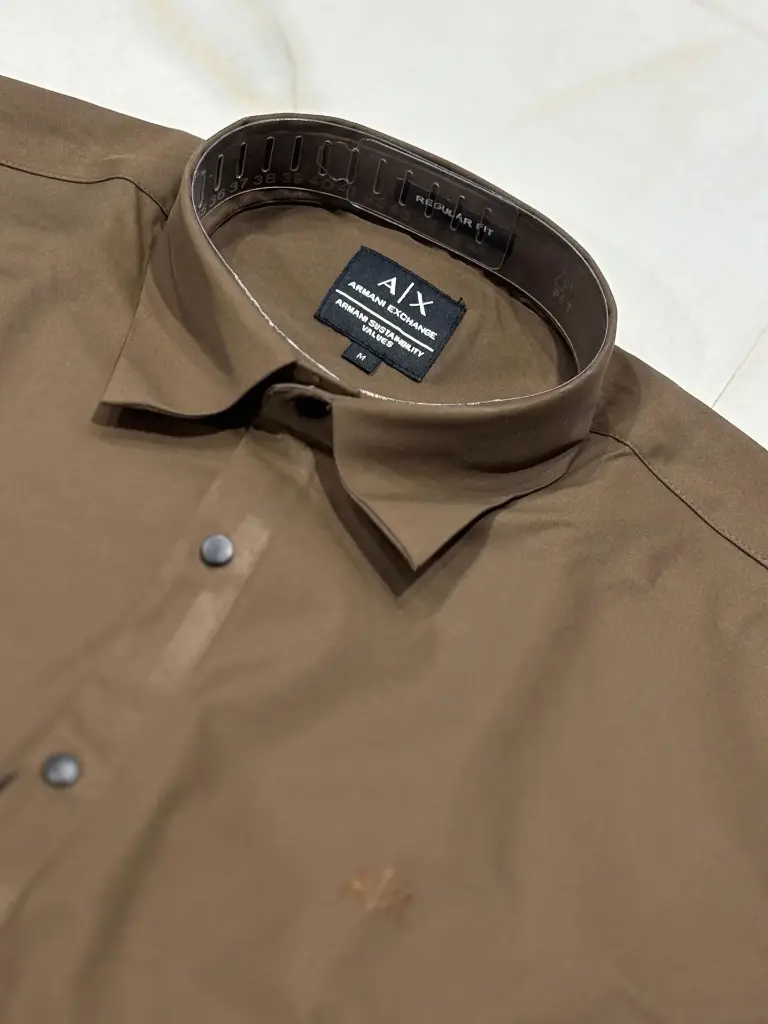 Armani Exchange Camel Premium Shirt With Brand
