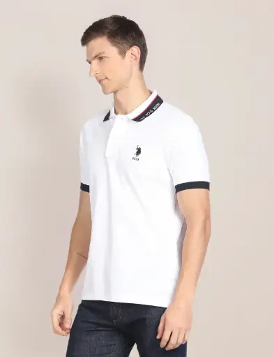 Printed Collar Pure Cotton Polo Shirt FLAT 20% OFF