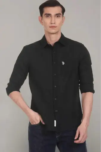 U.S POLO ASSN. MENS COTTON LINEN TAILORED FIT CASUAL SHIRT