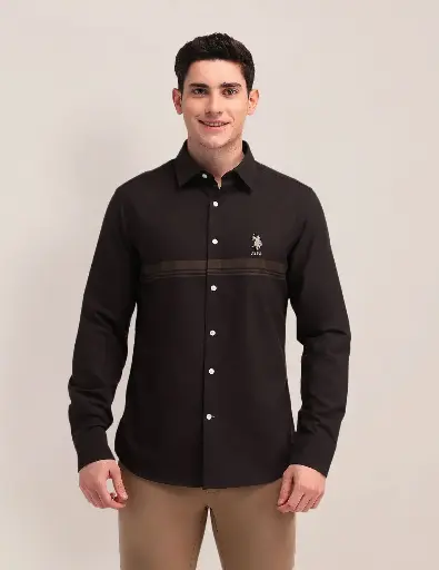 U.S POLO ASSN. MENS COTTON LINEN TAILORED FIT CASUAL SHIRT